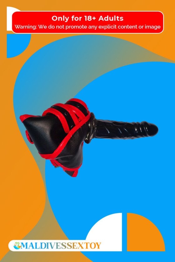 Black Red Edge Leather Harness Lesbian Strapon SO-025